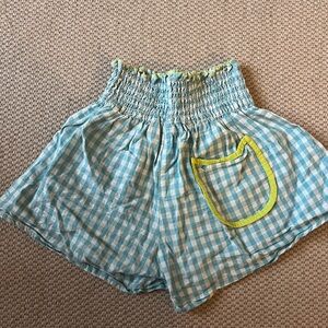 Bobo Choses Blue Gingham Girls Shorts
